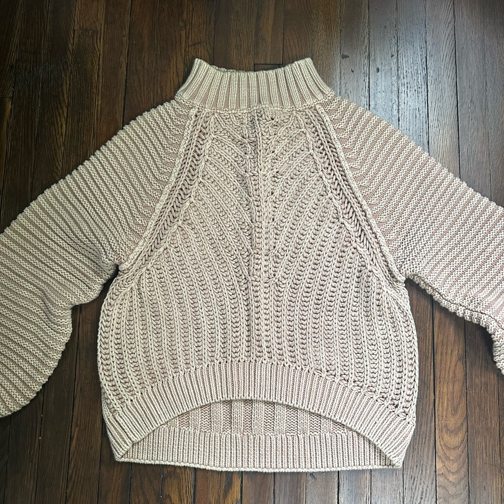 Free People Chunky Knit Turtleneck Sweater - Cream